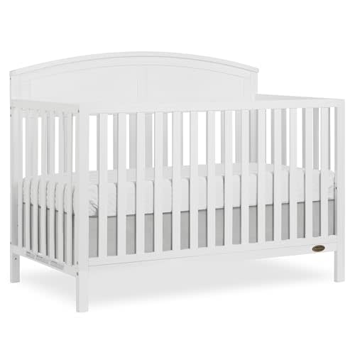 Dream On Me Storybrooke 5-in-1 Convertible Full-Size Baby Crib in White, GreenGuard Gold & JPMA, Convert to Toddler, Day & Full-Size Bed Sustainable Pinewood, 3 Mattress Heights