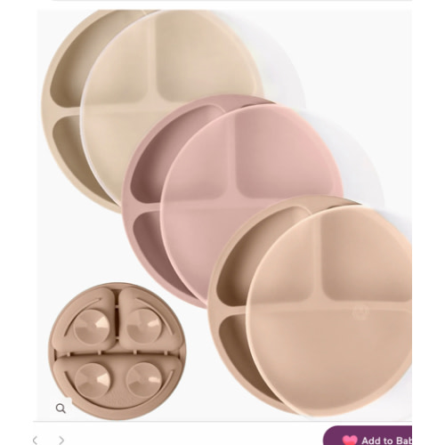 WeeSprout | Silicone Suction Plates with Lids Divided Silicone Plates | Set of 3