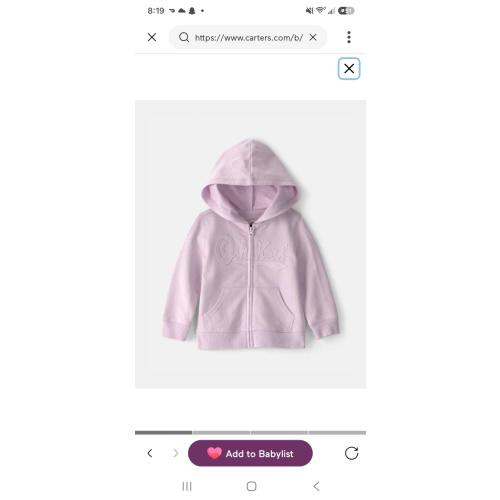 Baby Girl OshKosh Logo Zip-Up Hoodie - Purple - OshKosh B'gosh | Carter's