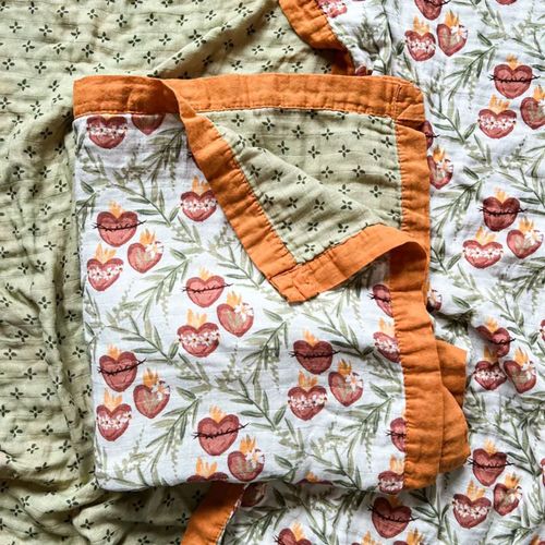 Holy Family Hearts Blanket or Swaddle