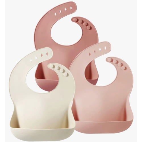 PandaEar Silicone Bibs for Babies Toddlers Girls| Adjustable Waterproof BPA Free Soft Durable Bibs for eating with Large Pocket Food Catcher