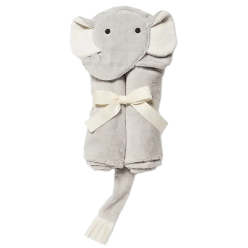 Elegant Baby Gray Elephant Hooded Baby Bath Wrap | Berings