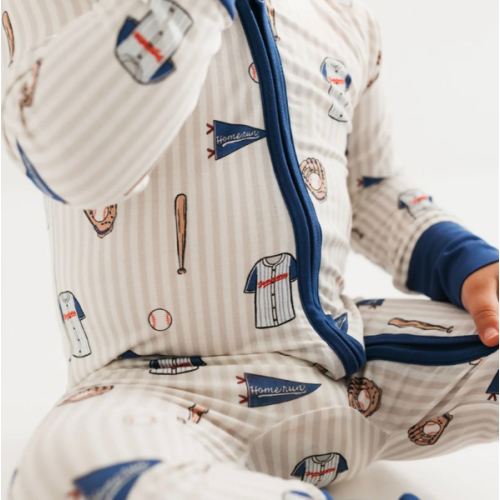 Blue Baseball Zipper Romper – In My Jammers