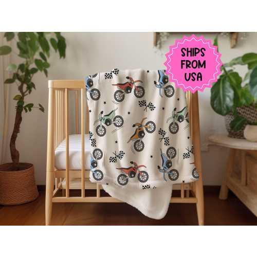 Personalized blanket for boys, Dirt Bike blanket, boys baby blanket, birthday gift for him, custom name baby blanket, baby shower gift