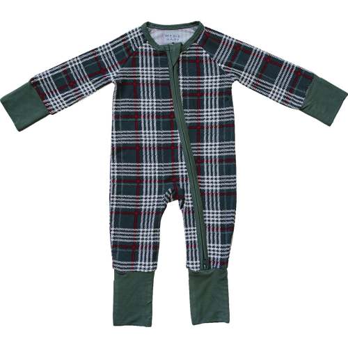 Mebie Baby Green Plaid Bamboo Zipper – Matching Family Holiday