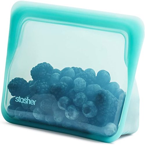 Stasher Silicone Reusable Storage Bag, Stand-Up Mini Bag, Reusable Freezer Bag, Microwave, Dishwasher, Oven Safe, Sous Vide, Eco Friendly, Food-safe Silicone Snack Bag, Food Storage Bag, 56 oz, Coral | Reusable Food Bag