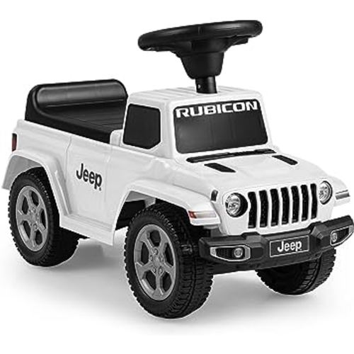 INFANS Kids Ride On Push Car, Licensed Jeep Foot-to-Floor Sliding Toddler Toy with Engine Sound, Horn, Under Seat Storage, Baby Walking Racer Gift for Boys Girls Age 1.5-3 (White)