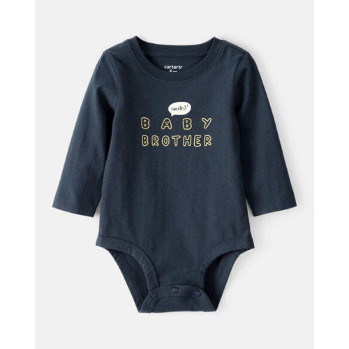 Baby Boy Sweetest Baby Brother Cotton Long-Sleeve Graphic Bodysuit - Navy Blue | Carter's