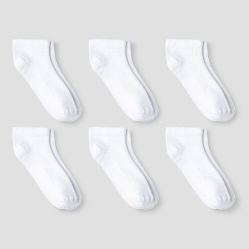 Toddler 6pk Low Cut Socks - Cat & Jack™ White 2T-3T: Nonslip Grippers, Knit Fabric