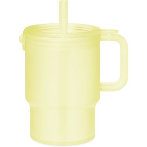 Olababy Clear Sense Silicone Tumbler with Handle & Straw 11 oz, Toddler & Kids Spill Proof Sippy Cup, Leak Resistant, BPA Free Baby Cup, Cupholder Compatible Travel Quencher (Lemon, 1 PK)