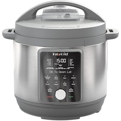 Instant Pot, 6-Quart Whisper Quiet 9-in-1 Electric Pressure Cooker, Slow Rice Steamer, Sauté, Yogurt Maker, Warmer & Sterilizer, Free App with 800+ Recipes, Stainless Steel