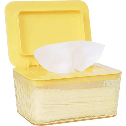 Wipes Dispenser, One-Handed Operation Wipe Holder for Baby & Adult, Seal-Designed Wipes Container for Bathroom Keep Diaper Wipes Fresh (Yellow)