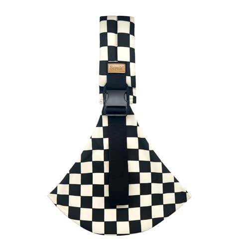 Baby Sling Carrier,Baby Sling Carrying 10-30 lbs(Ebony Check) | Adjustable Size for growing baby,Lightweight,Easy to Store,Front & Rear Safety Buckle Design,Travel, Camping,Shopping