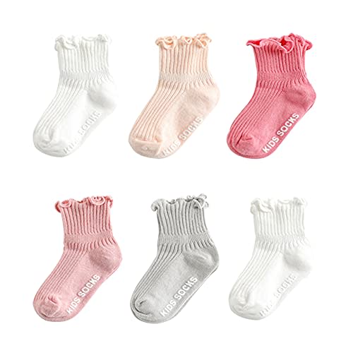 Zumou Toddler Anti Slip Non Skid Socks Baby Little Girls Frilly Ruffle 6 Pairs