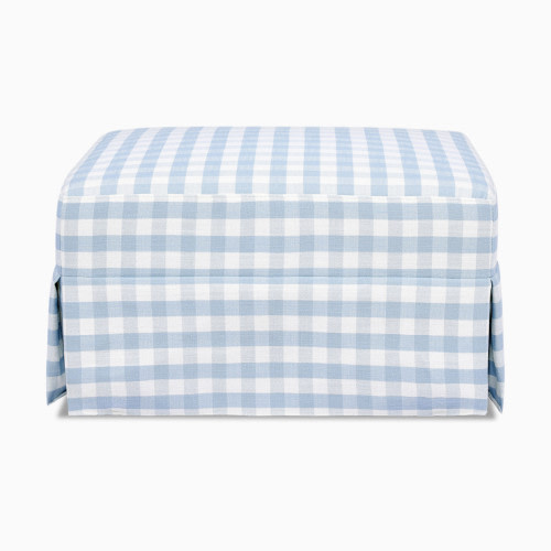 Namesake Crawford Gliding Ottoman - Blue Gingham