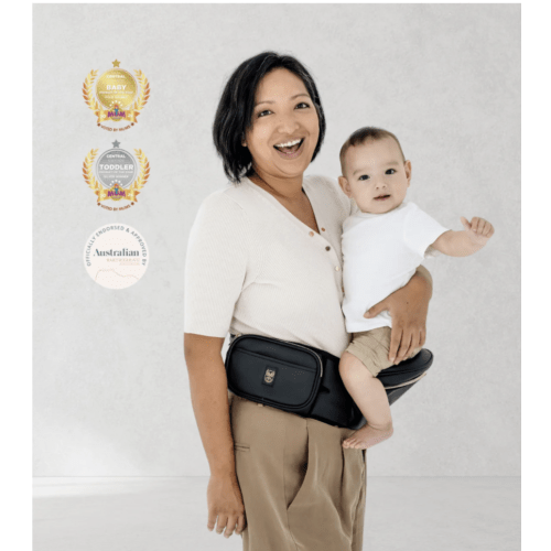 HackerLily HipSurfer Hip Carrier - Black Vegan Leather (Gold Zip)