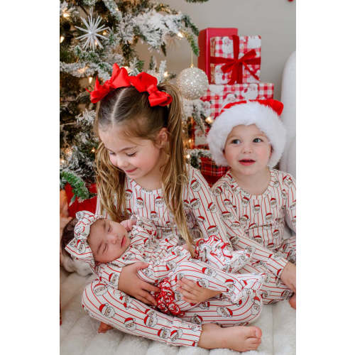 Christmas Bamboo Waffle Ruffle Zipper Footie | Holly & Jolly – Caden Lane