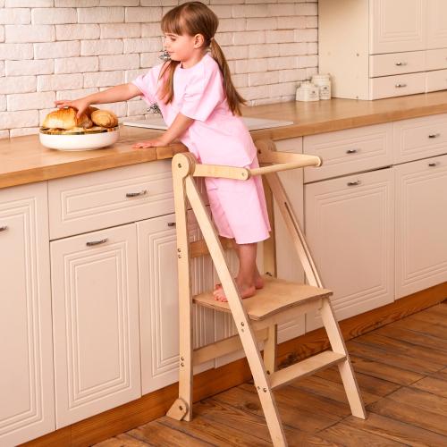 Foldable Montessori Toddler Tower: Anti-Tip Kitchen Step Stool
