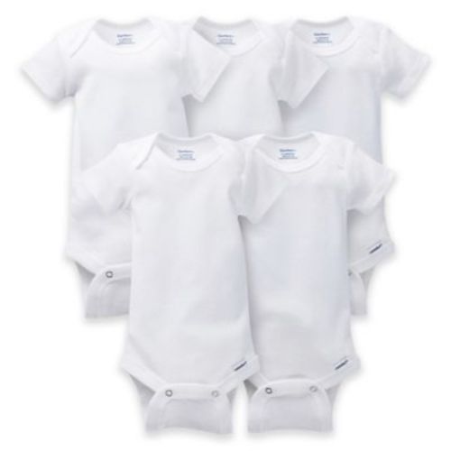 Gerber ONESIES® Brand Size 3-6M 5-Pack Short Sleeve Bodysuits in White - WHITE - 3-6 MONTHS