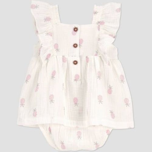 Carter's Just One You® Baby Girls' Pineapple Ruffle Romper - Cream Newborn