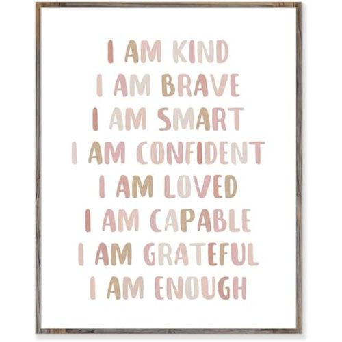 Affirmations Print, I Am Kind, I Am Brave, Affirmations For Kids, Inspirational Quote, Nursery Room Decor, Affirmations Gift, Kids Print, Graduation Gifts, Without Frame - 8x10