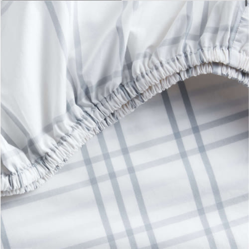 Stax Mist Blue Yarn-Dyed Organic Cotton Baby Crib Fitted Sheet