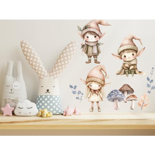 Forest Elf Wall Decals: Whimsical Nursery Décor, Removable PVC Stickers