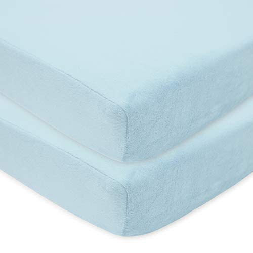 American Baby Company 2 Pack Heavenly Soft Chenille Fitted Crib Sheet 28" x 52", Warm and Cozy Neutral Chenille Sheet, Blue, for Boys and Girls, Fits Crib and Toddler Bed mattresses