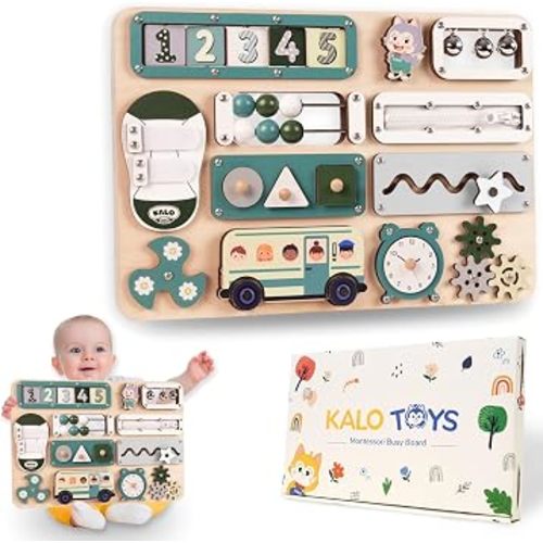 Large Montessori Busy Board for Baby & Toddlers 1-3 — 17-Inch Wooden Sensory Activity Board — Fine Motor Skills & Early Learning Educational Toy for 1 2 3 Year Old, Travel Friendly & Safe