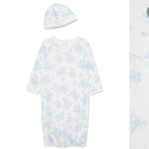 Blue Roses Sleeper Gown and Hat