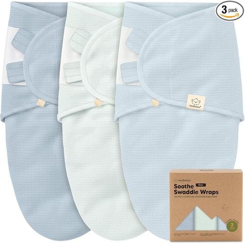 3-Pack Organic Swaddles for Newborns, Baby Sleep Sacks 0-3 Months - Baby Swaddle Wrap, Newborn Wearable Blanket, Infant Sleep Sack for Girls, Boys, Soft & Snug, Large Hook & Loop Closure (Glacier)
