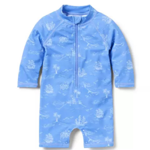 Baby Blue Ripple Nautical Toile Baby Recycled Nautical Toile Rash Guard Swimsuit by Janie and Jack