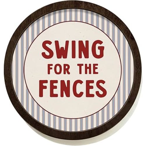 CalmVerve Baseball Room Decor for Boys Baseball Round Wooden Wall Art,
