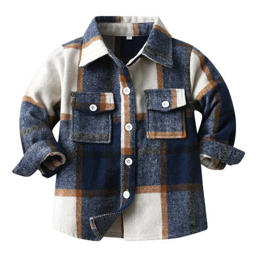 TAIAOJING Plaid Shirt Jacket for Kids Toddler Baby Girls Boys Long Sleeve Shirt Coat Color Block Lapel Button Tops Outwear 2-3 Years