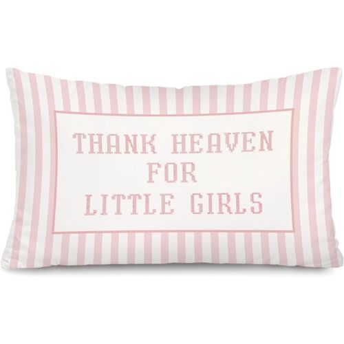 Thank Heaven for Little Girls 12x20 Pillow Cover Baby Girl Nursery Decor, Newborn Gifts, Pink Baby Shower Decorations Gift for Toddler Little Girls Room