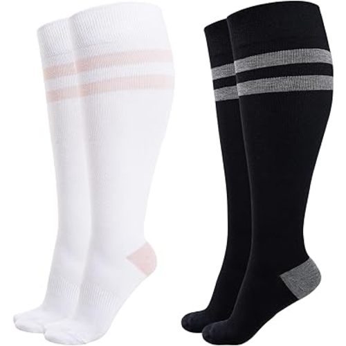 Momcozy Compression Socks for Women Wide Calf, 15-20mmHg Knee High Support Socks for Pregnancy, Nurses, Flying, Travel
