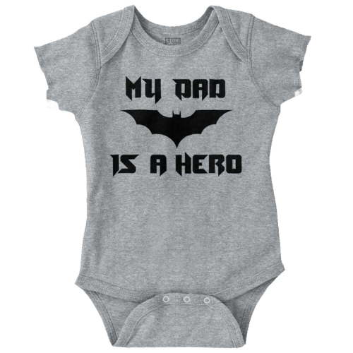 My Dad is a Hero Superhero Bat Romper Boys or Girls Infant Baby Brisco Brands 6M