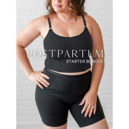 Postpartum Starter Bundle - (Lace Back Amelia Crop Cami, Mia Boxer & Paisley Liner)
