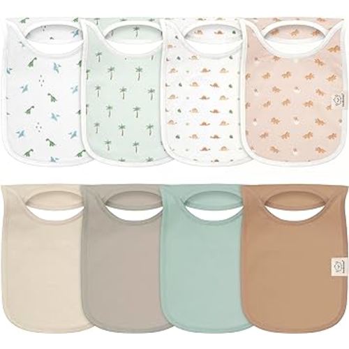 8-Pack Baby Bibs for Boys, Girls - Pullover Bibs for Drooling Teething Baby Girl & Boy Toddler, Newborn, Soft & Absorbent, Cute Colors, Large Torso Coverage Keep Infant Clean & Dry (Roarsome)