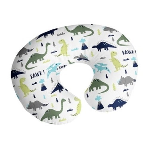 Sweet Jojo Designs Mod Dino Nursing Breastfeeding Pillow Cover Case (Pillow Not Included) Blue Green Grey Modern Dinosaur