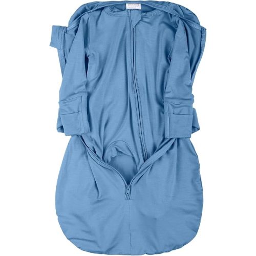 2-in-1 Baby Pajamas and Sleep Bag,Detachable Romper & Swaddle Wrap,Soft Breathable Bamboo Viscose Newborn Anti-Startle Sleep Sack,Stretchy Infant Wrap Ensures Secure Comfortable Sleep