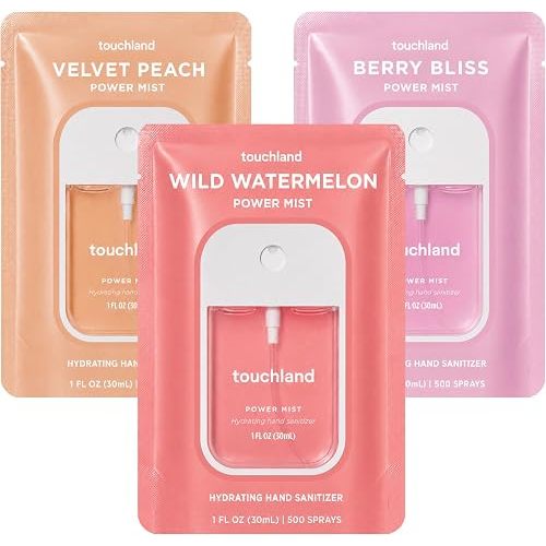 Touchland Juicy Trio Hydrating Hand Sanitizer Spray Set Travel Size