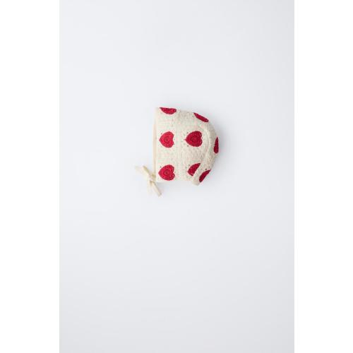 CROCHET KNIT HEARTS BONNET - Ecru | ZARA United States