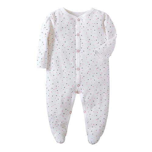 WIBACKER Newborn Baby Footed Pajamas 100% Cotton Infant Baby Snap Sleepers for Sleep and Play Footies 0-12 Months - Polka Dots