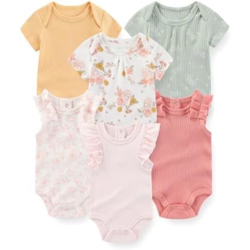 JELYLOVE 6 Pack Short Sleeve Baby Boy Girl Bodysuits New born Clothing