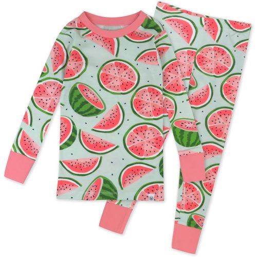 HonestBaby baby-girls 2-piece Pajamas Sleepwear Pjs 100% Organic Cotton for Baby, Toddler, Kids, Girl