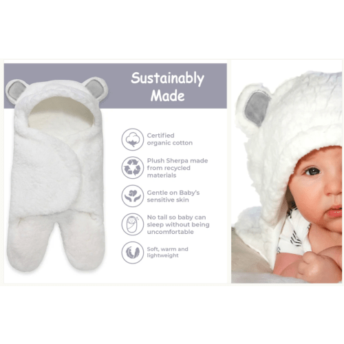 Cute Bear Organic Newborn Swaddle Wrap - Ideal Baby Registry / Shower Gift - Gender Neutral Soft Plush (Grey)