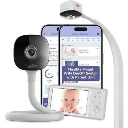 HUBBLE CONNECTED GoBaby AI Pro  Baby Monitor Camera and Parent Unit w/ Covered Face & Rollover Alert, True Cry Detection, Sleep Trainer & More