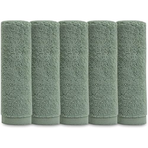Natemia Organic Baby Washcloths (5 Pack, 12” x 12”) – 100% Organic Cotton – Ultra-Soft Baby Towels for Sensitive Skin – Newborn, Boys & Girls – Bathtime Wash Cloths, Baby Registry Must-Have (Sage)