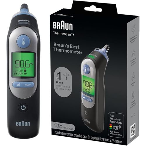 Braun ThermoScan 7 Digital Ear Thermometer for Adults, Babies & Infants, Age-Adjusted Fever Guidance, No. 1 Brand Recommended by Pediatricians